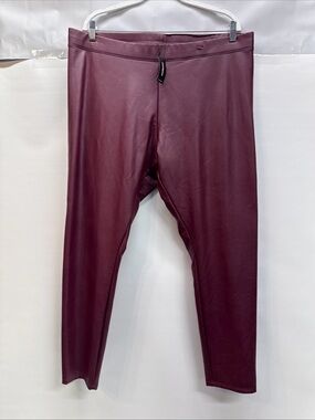 NWT Express Faux Leather Stretch Legging Pants Sz XL High Rise Maroon Burgundy